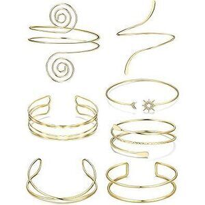 7 Pcs Arm Cuff Jewelry For Women Upper Arm Cuff Bangle Band Armlet Adjustable
